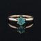 18 Karat French Yellow Gold Emerald Solitaire Ring, 1960s, Image 3
