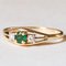 18k Vintage Gold with Emerald and Diamonds Trilogy Ring, 1970s 2