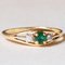 18k Vintage Gold with Emerald and Diamonds Trilogy Ring, 1970s, Image 10