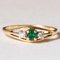 18k Vintage Gold with Emerald and Diamonds Trilogy Ring, 1970s, Image 1