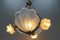 Lámpara de techo francesa Art Déco con cuatro luces de vidrio esmerilado, años 30, Imagen 3