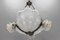 Art Deco French Four-Light White Frosted Glass Shell Ceiling Lamp, 1930s 2