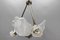 Art Deco French Four-Light White Frosted Glass Shell Ceiling Lamp, 1930s 6