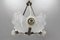 Art Deco French Four-Light White Frosted Glass Shell Ceiling Lamp, 1930s 5