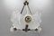 Art Deco French Four-Light White Frosted Glass Shell Ceiling Lamp, 1930s, Image 5