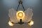 Art Deco French Four-Light White Frosted Glass Shell Ceiling Lamp, 1930s 4