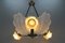 Art Deco French Four-Light White Frosted Glass Shell Ceiling Lamp, 1930s, Image 4