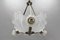 Art Deco French Four-Light White Frosted Glass Shell Ceiling Lamp, 1930s 19