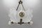 Art Deco French Four-Light White Frosted Glass Shell Ceiling Lamp, 1930s, Image 19