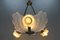 Art Deco French Four-Light White Frosted Glass Shell Ceiling Lamp, 1930s 10