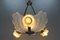 Art Deco French Four-Light White Frosted Glass Shell Ceiling Lamp, 1930s, Image 10