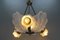 Art Deco French Four-Light White Frosted Glass Shell Ceiling Lamp, 1930s 20