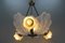 Art Deco French Four-Light White Frosted Glass Shell Ceiling Lamp, 1930s, Image 20