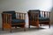 Art Nouveau Lounge Chairs in Oak, 1920s, Set of 2 14