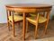 Teak Round Extending Dining Table and Matching Dining Chairs by Hans Olsen for Frem Rojle, 1950s, Set of 5 1