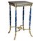 20th Century Empire Blue Square Beechwood and Marble Side Table 1