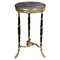 20th Century Empire Black Round Beechwood and Marble Side Table 1