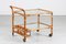 Vintage Cane Bar Trolley on Wheels with Frosted Glass, Denmark, 1950s, Image 5