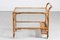 Vintage Cane Bar Trolley on Wheels with Frosted Glass, Denmark, 1950s, Image 1