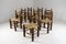 Holzstühle und Pailluated Sitze, Charles Dudouyt, Frankreich, 1950er, 8er Set zugeschrieben 9