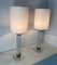 Lámparas de mesa de cristal de Murano y cromo con pantalla blanca, década de 2000. Juego de 2, Imagen 4