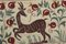 Vintage Folk Art Deer and Peacock Pictorial Silk Suzani Tapestry, Uzbekistan 8