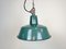 Industrial Green Enamel Factory Lamp with Cast Iron Top, 1960s, Image 2