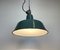 Industrial Green Enamel Factory Lamp with Cast Iron Top, 1960s, Image 9