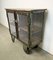 Industrial Iron Cabinet with Mesh Doors on Wheels, 1960s 2