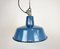 Industrial Blue Enamel Factory Lamp with Cast Iron Top, 1960s 1