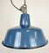 Industrielle Fabriklampe aus blauer Emaille mit Gusseisenplatte, 1960er 2