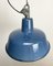 Industrial Blue Enamel Factory Lamp with Cast Iron Top, 1960s 5