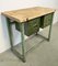 Green Industrial Worktable with Two Iron Drawers, 1960s 2