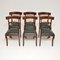 Antique Regency Wood and Leather Dining Chairs, Set of 6, Image 1