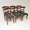 Antique Regency Wood and Leather Dining Chairs, Set of 6, Image 2