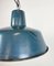 Lámpara colgante industrial de fábrica esmaltada en azul, años 60, Imagen 7