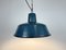 Lámpara colgante industrial de fábrica esmaltada en azul, años 60, Imagen 10
