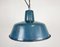 Lámpara colgante industrial de fábrica esmaltada en azul, años 60, Imagen 1