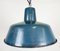 Lámpara colgante industrial de fábrica esmaltada en azul, años 60, Imagen 2