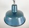 Lámpara colgante industrial de fábrica esmaltada en azul, años 60, Imagen 8