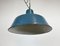 Lámpara colgante industrial de fábrica esmaltada en azul, años 60, Imagen 9