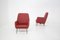 Set of Vintage Red Leather with Brass Feet Armchairs, 1970s 7