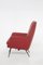 Set of Vintage Red Leather with Brass Feet Armchairs, 1970s 9