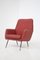 Set of Vintage Red Leather with Brass Feet Armchairs, 1970s 1