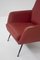 Vintage Red Leather with Brass Feet Armchairs, 1970s, Set of 2 3