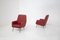 Vintage Red Leather with Brass Feet Armchairs, 1970s, Set of 2, Image 10