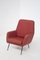 Set of Vintage Red Leather with Brass Feet Armchairs, 1970s 6