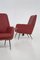 Vintage Red Leather with Brass Feet Armchairs, 1970s, Set of 2, Image 4