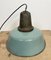 Industrial Petrol Enamel Factory Lamp with Cast Iron Top, 1960s 4