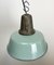 Industrial Petrol Enamel Factory Lamp with Cast Iron Top, 1960s 6